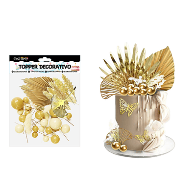 Set topper de decoración dorado para pastel 29pcs