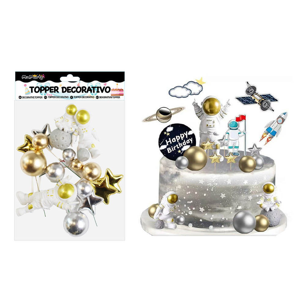 Set topper de decoración espacio para pastel 22pcs