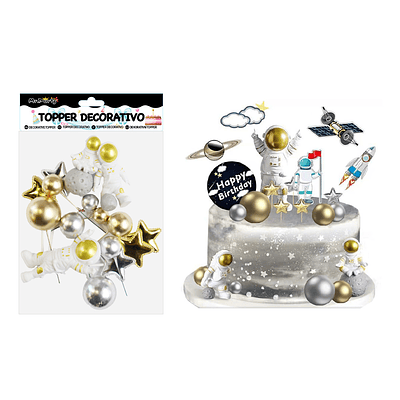 Set topper de decoración espacio para pastel 22pcs