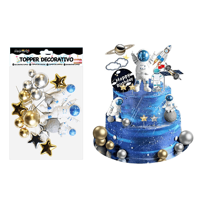 Set topper de decoración espacio para pastel 22pcs