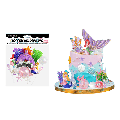 Set topper de decoración sirena para pastel 19pcs