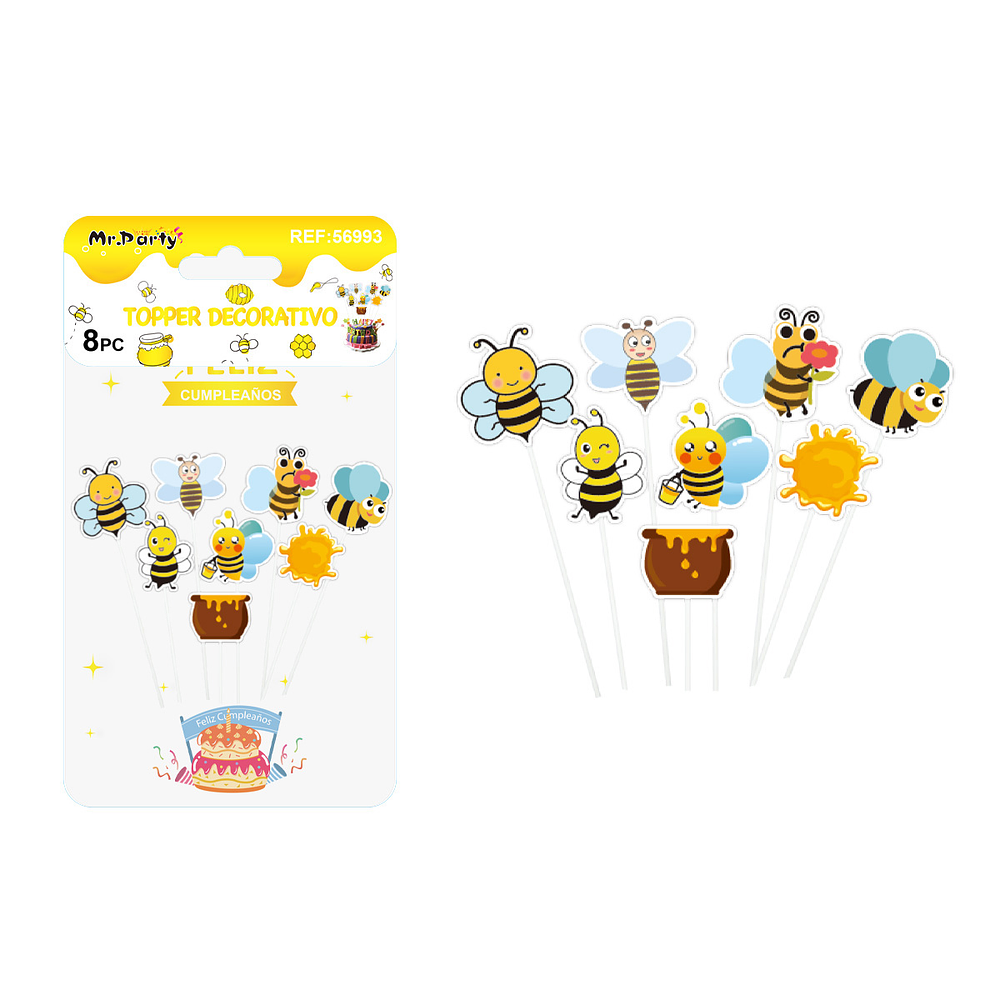 Set topper de decoración abeja para pastel 9pcs