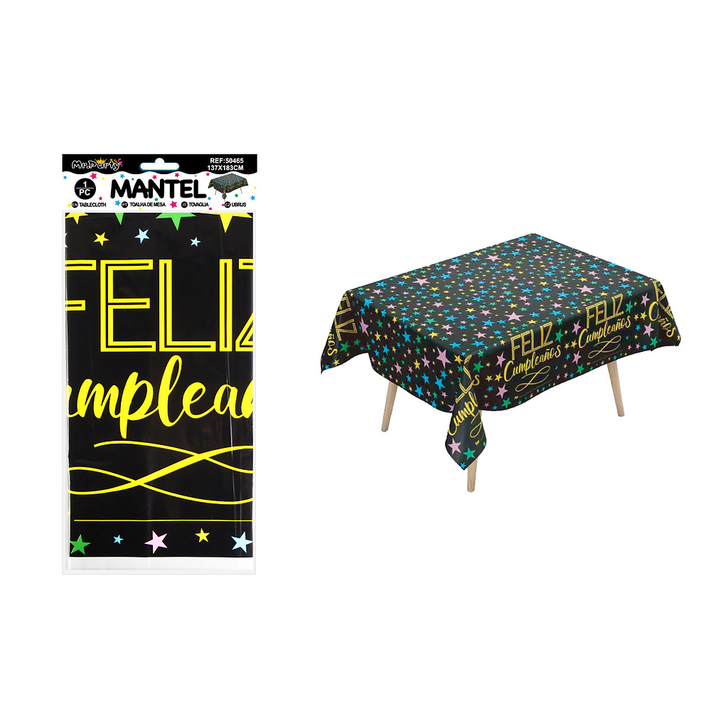 Mantel negro con estrellas 137*183cm