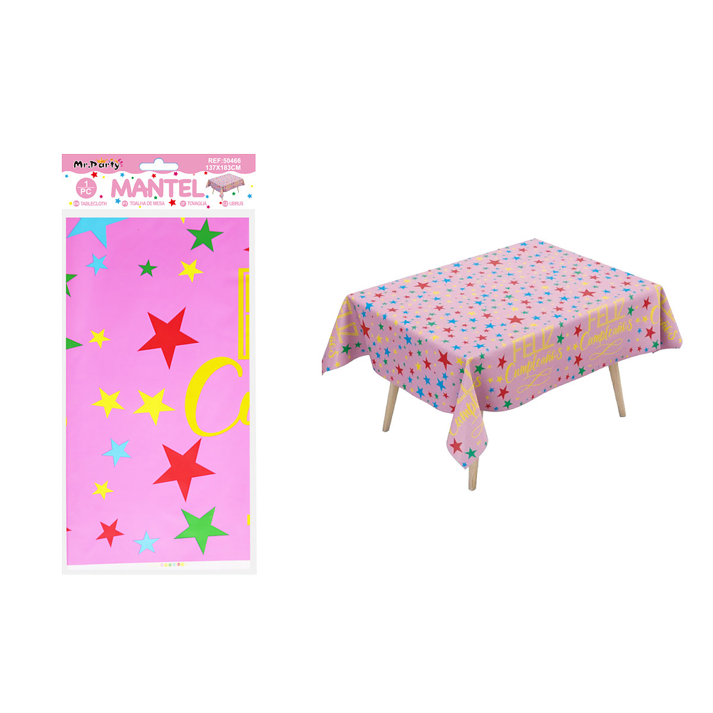 Mantel rosa con estrellas 137*183cm