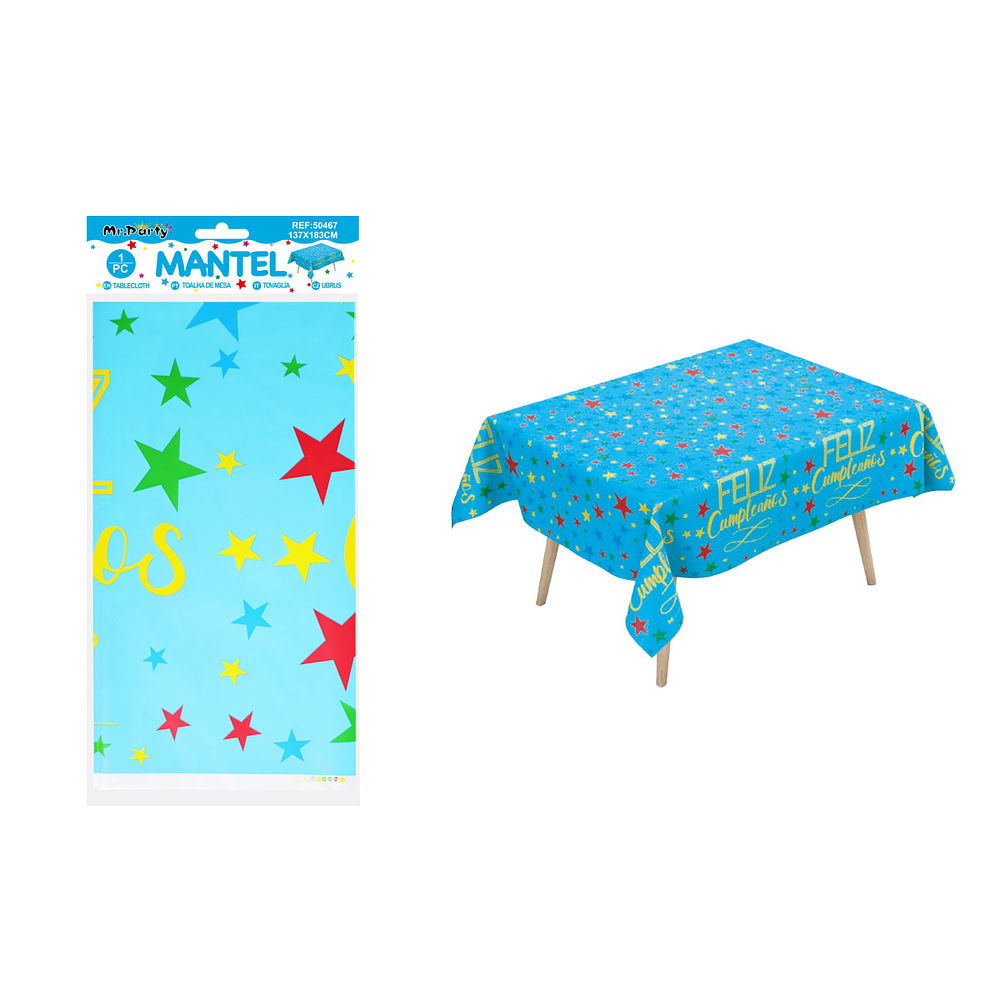 Mantel azul con estrellas 137*183cm