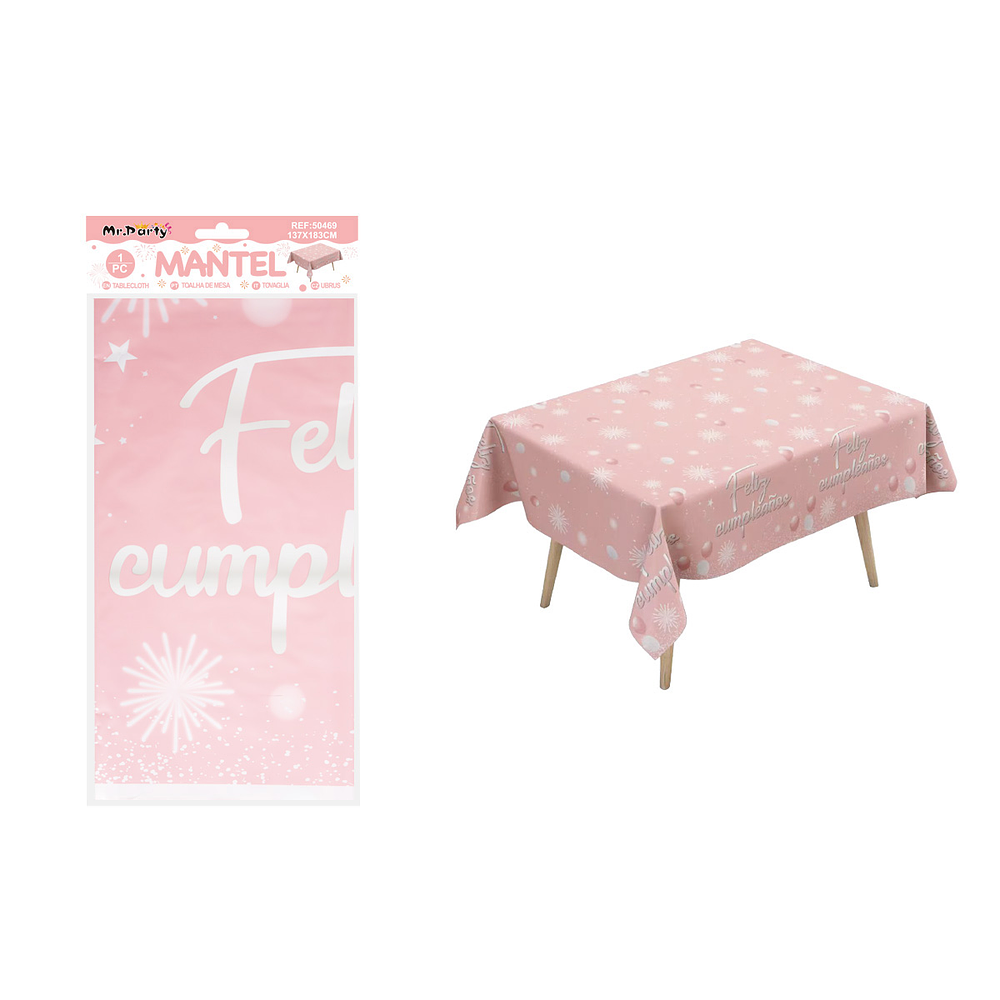Mantel rosa con fuegos artificiales 137*183cm
