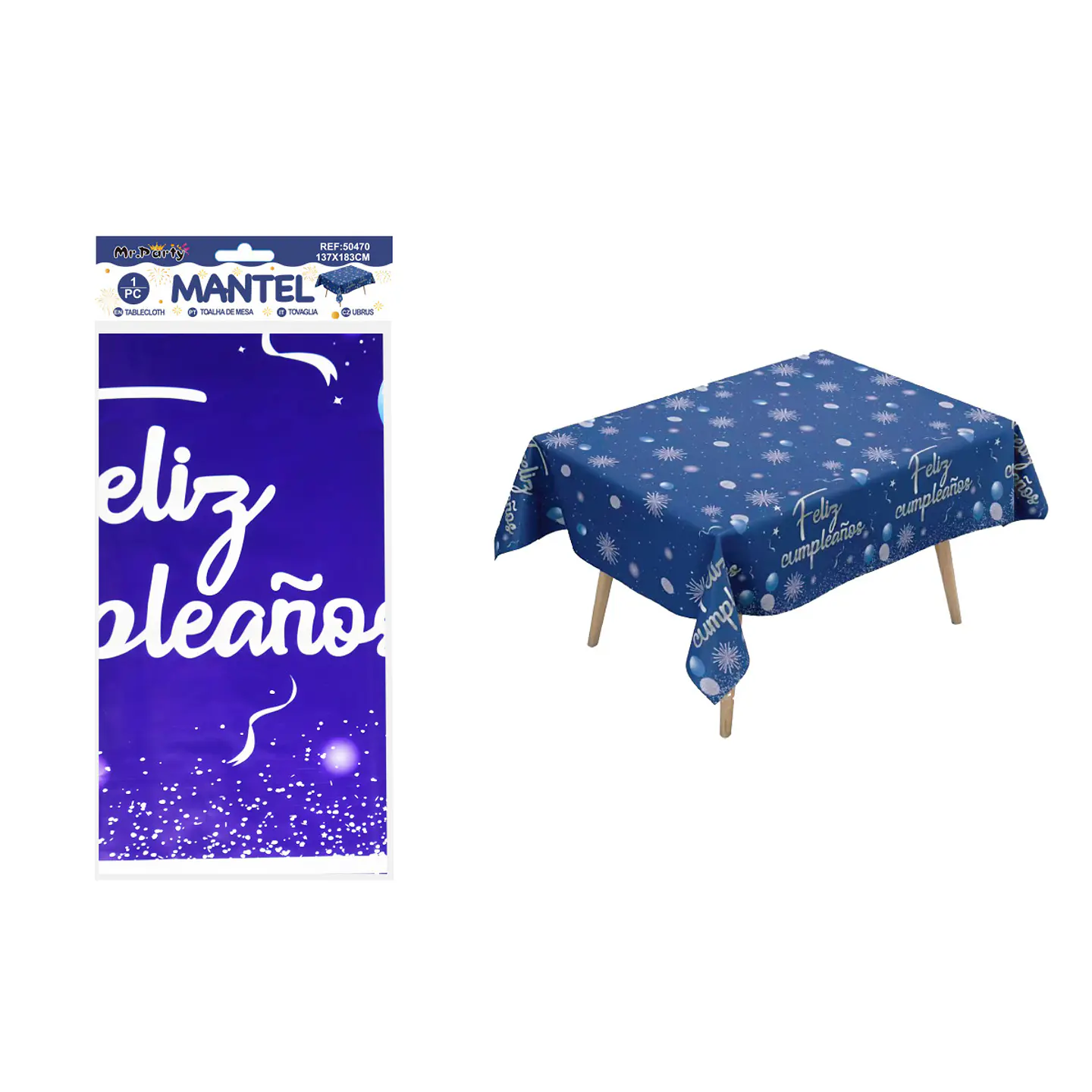 Mantel azul royal con fuegos artificiales 137*183cm 1