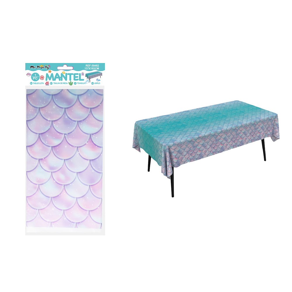Mantel con escamas de sirena degradado azul y morado 137*183cm
