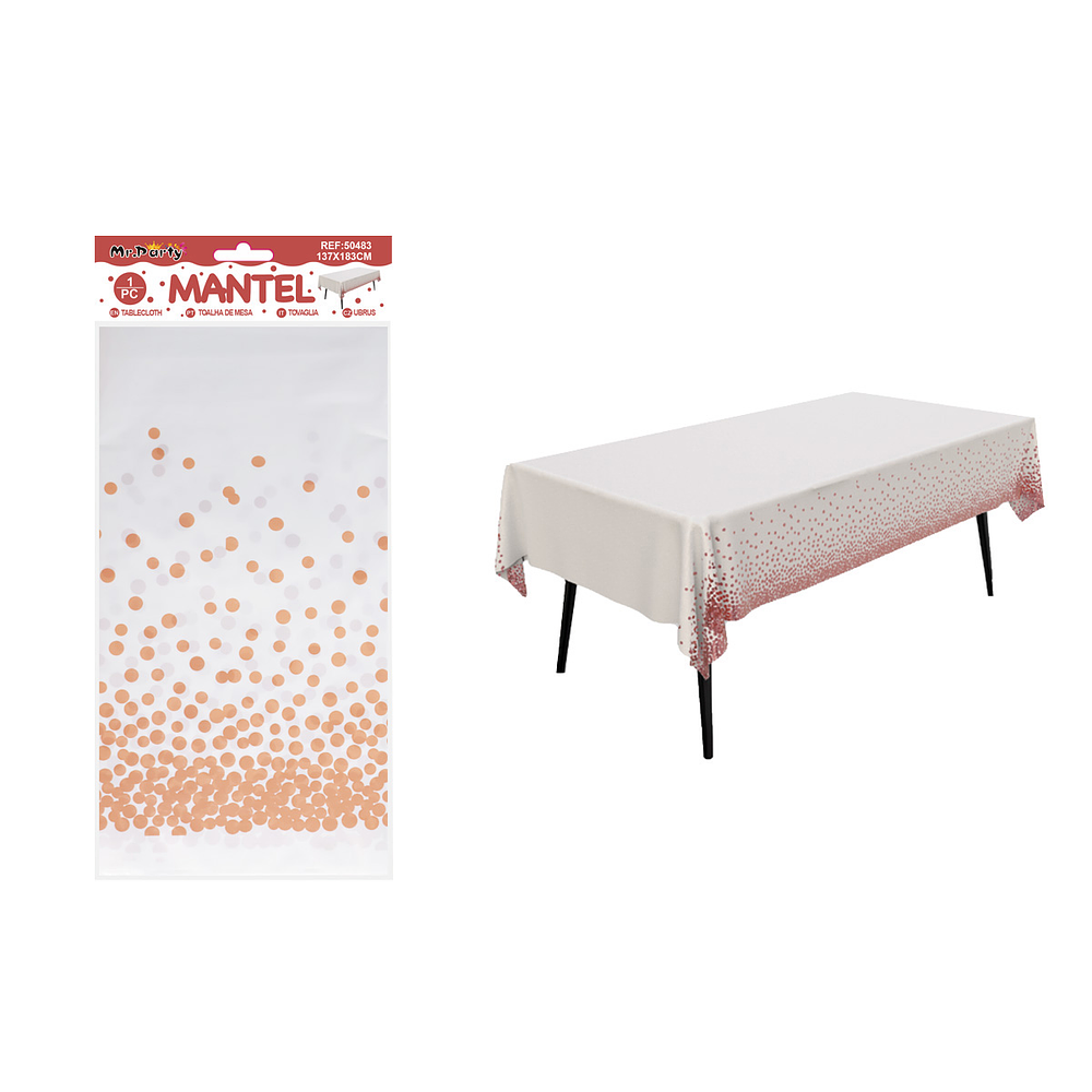 Mantel de lunares oro rosa 137*183cm