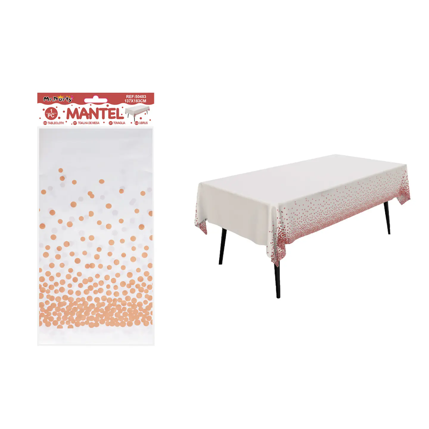 Mantel de lunares oro rosa 137*183cm 1