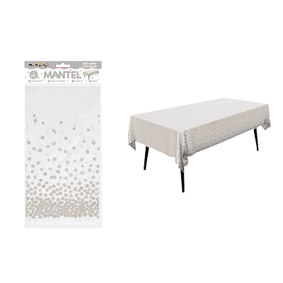 Mantel de lunares plateado 137*183cm