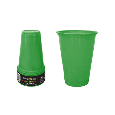 Vaso plástico verde 500ML 10pcs