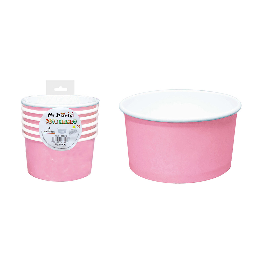 Vaso de helado rosa 230g 6pcs 200ml
