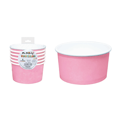 Vaso de helado rosa 230g 6pcs 200ml