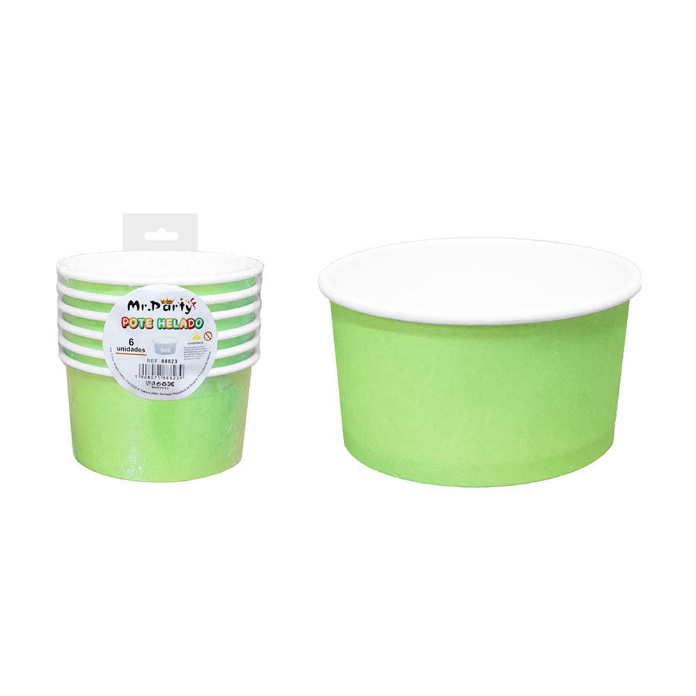 Vaso de helado verde manzana 230g 6pcs 200ml