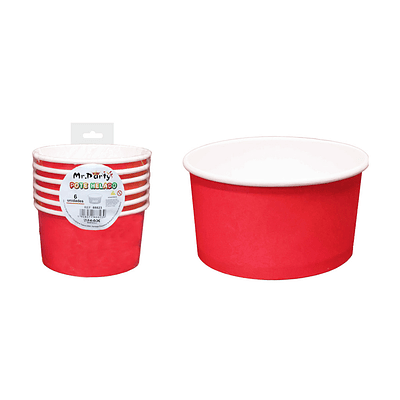 Vaso de helado rojo 230g 6pcs 200ml
