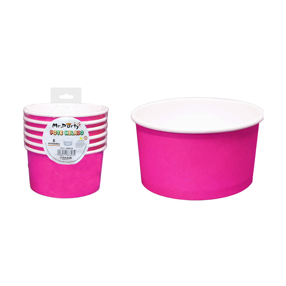 Vaso de helado fucsia 230g 6pcs 200ml