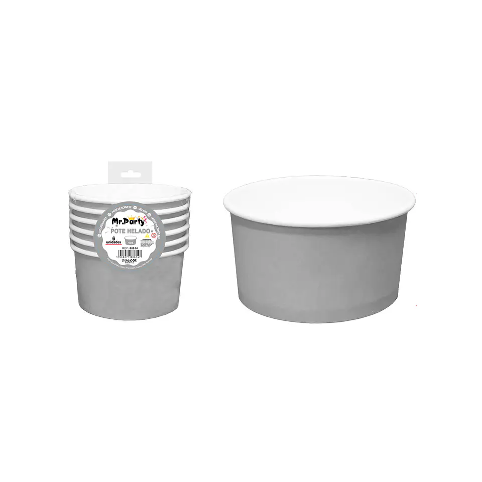 Vaso de helado gris 230g 6pcs 200ml 1
