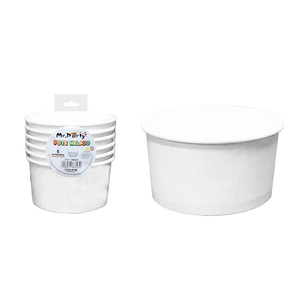 Vaso de helado blanco 230g 6pcs 200ml