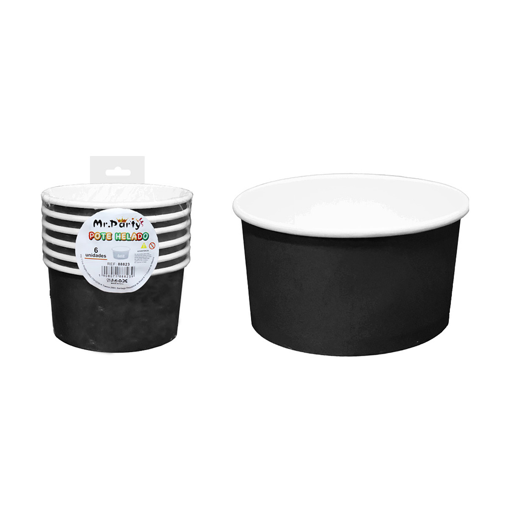 Vaso de helado negro 230g 6pcs 200ml
