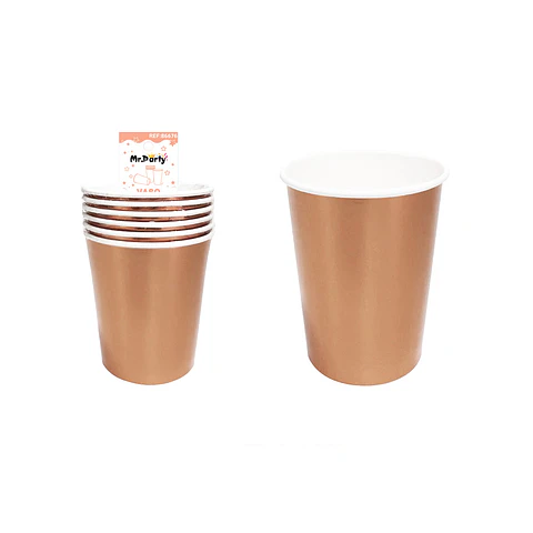 Vaso de papel rosa dorado 6pcs