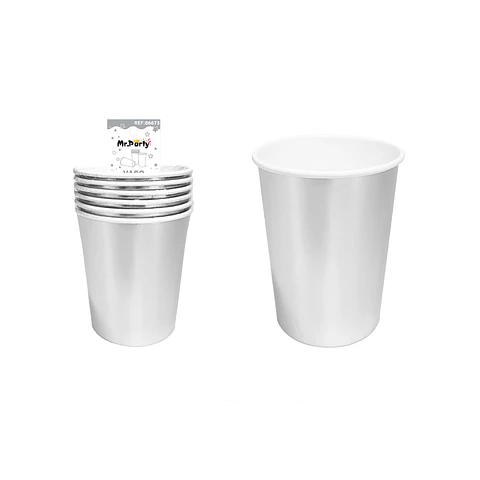 Vaso de papel plateado 6pcs