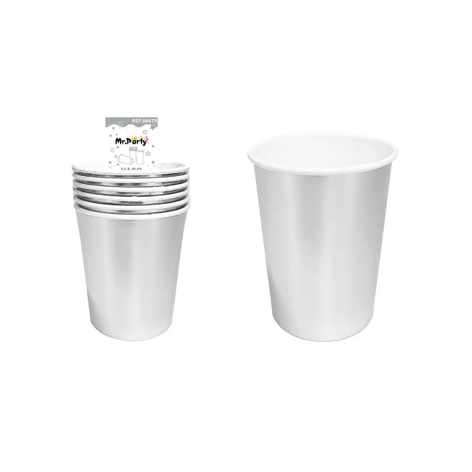 Vaso de papel plateado 6pcs 1