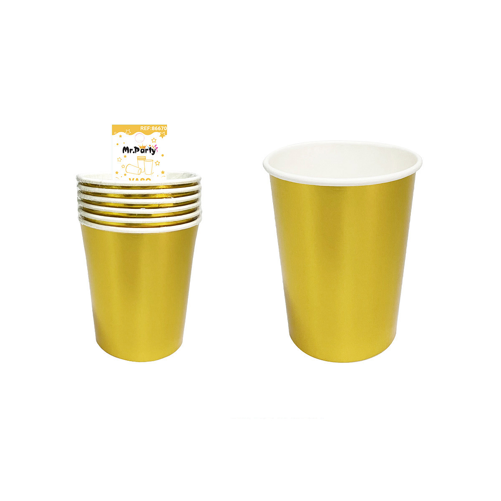 Vaso de papel dorado 6pcs
