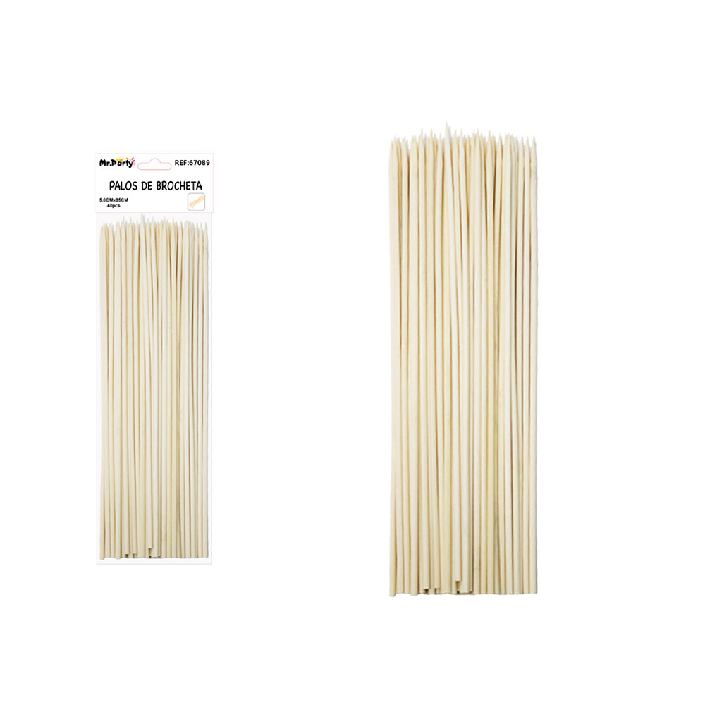 Palos de brochetas de bambú 0.6*40cm 25pcs