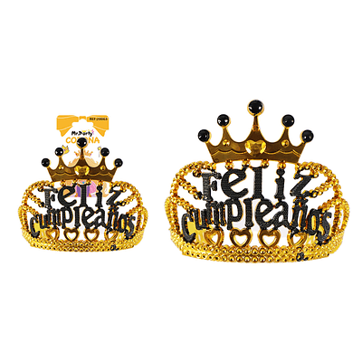 Corona de cumpleaños negro y dorado 