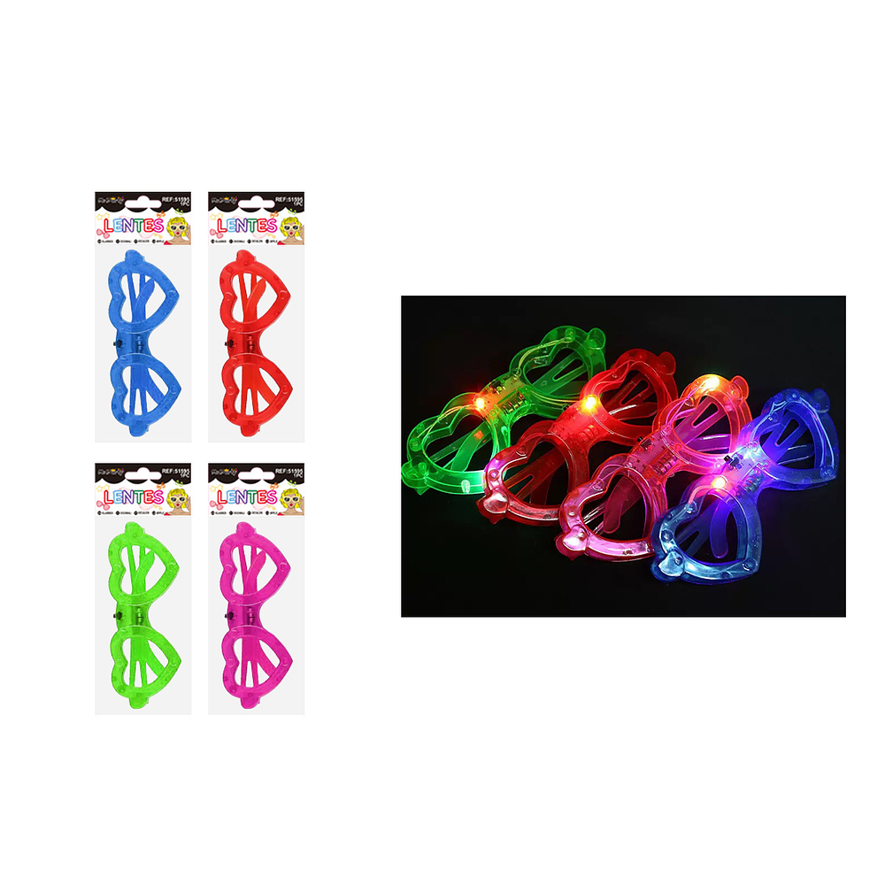 Lentes de fiestas con forma de corazón 6 luces Color Aleatorio