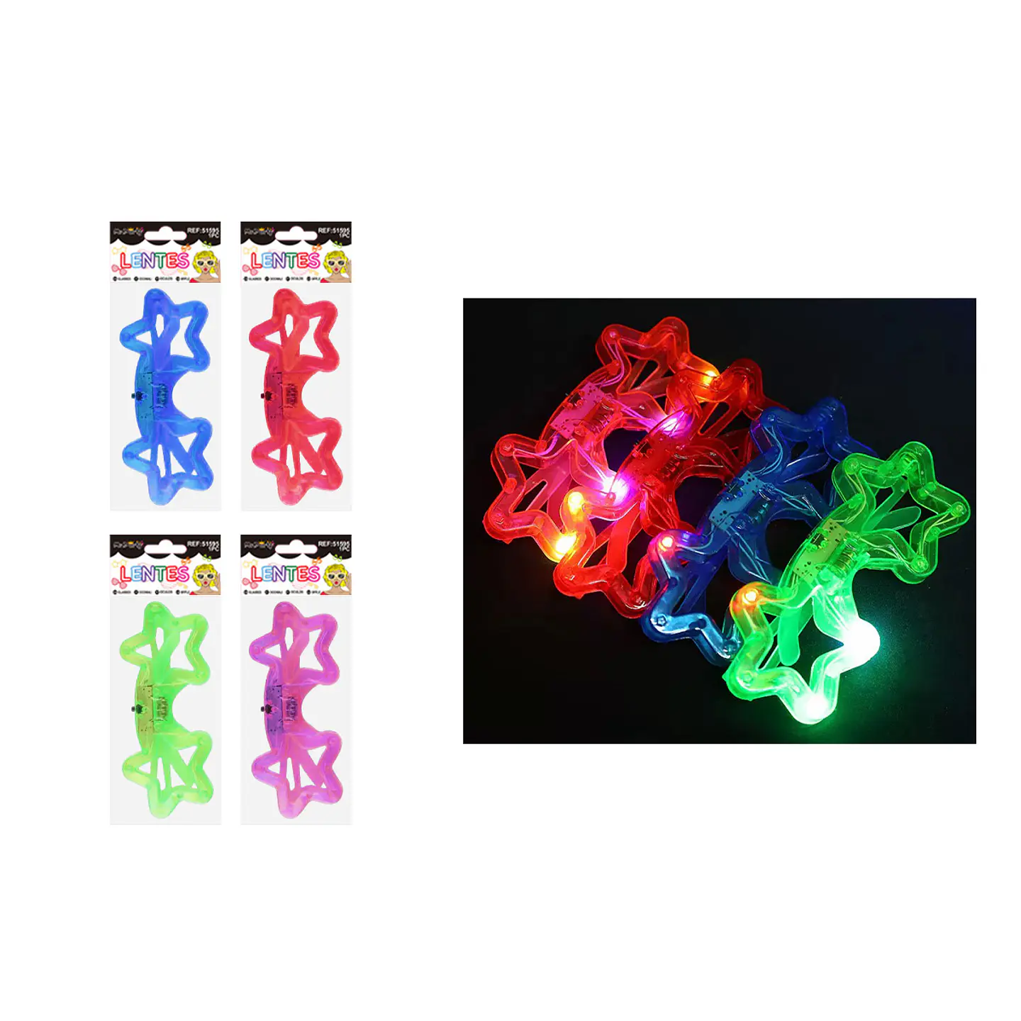 Lentes de fiestas con forma de estrella 6 luces Color Aleatorio 1
