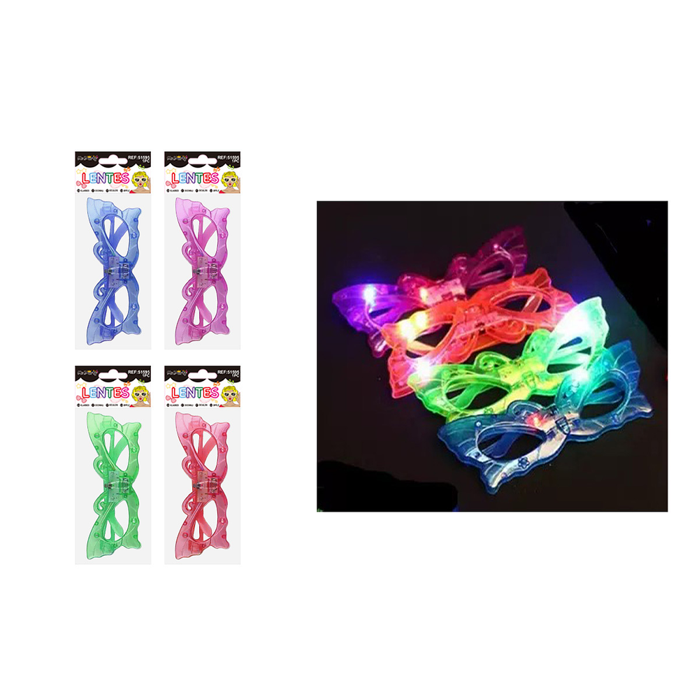 Lentes de fiestas con forma de mariposa 6 luces Color Aleatorio