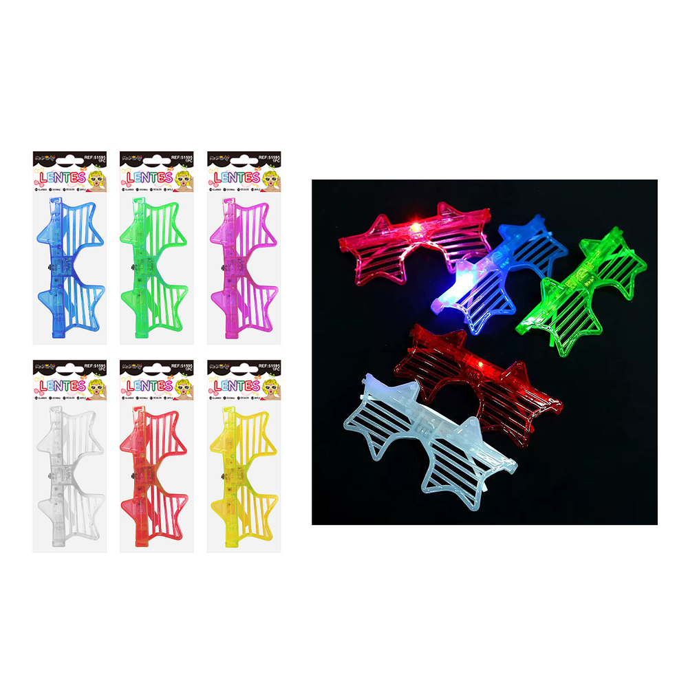 Lentes de fiestas con forma de estrella 3 luces Color Aleatorio