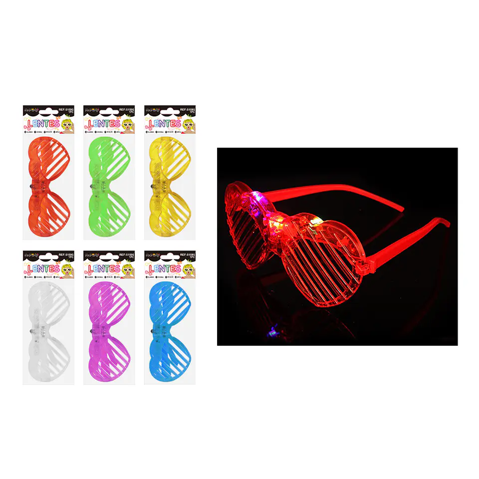 Lentes de fiestas con forma de corazón 3 luces Color Aleatorio 1