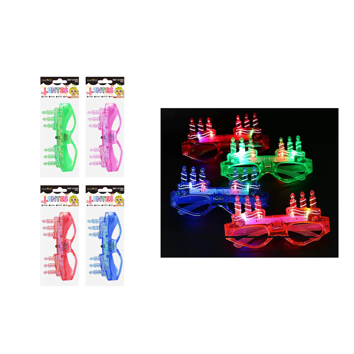 Lentes de fiestas de cumpleaños 4 luces Color Aleatorio 1