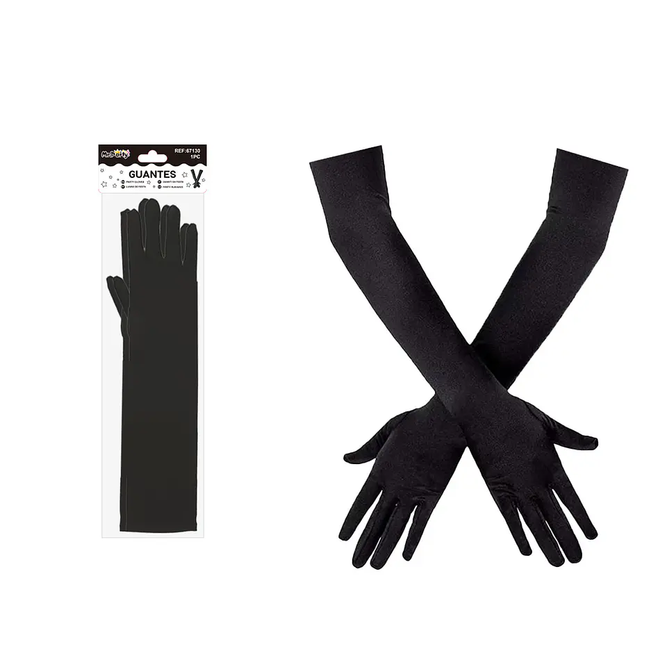 Guantes largos adultos negro 38cm 1