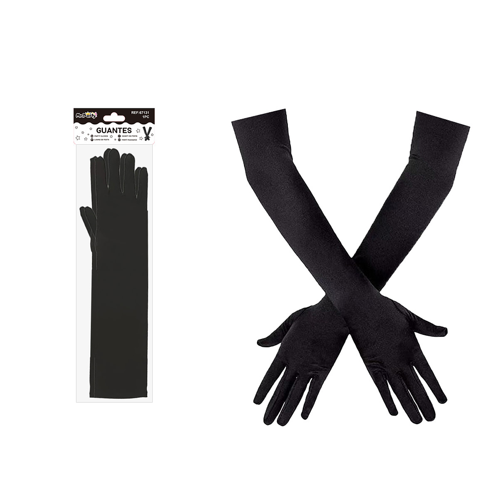 Guantes largos niños negro 32cm