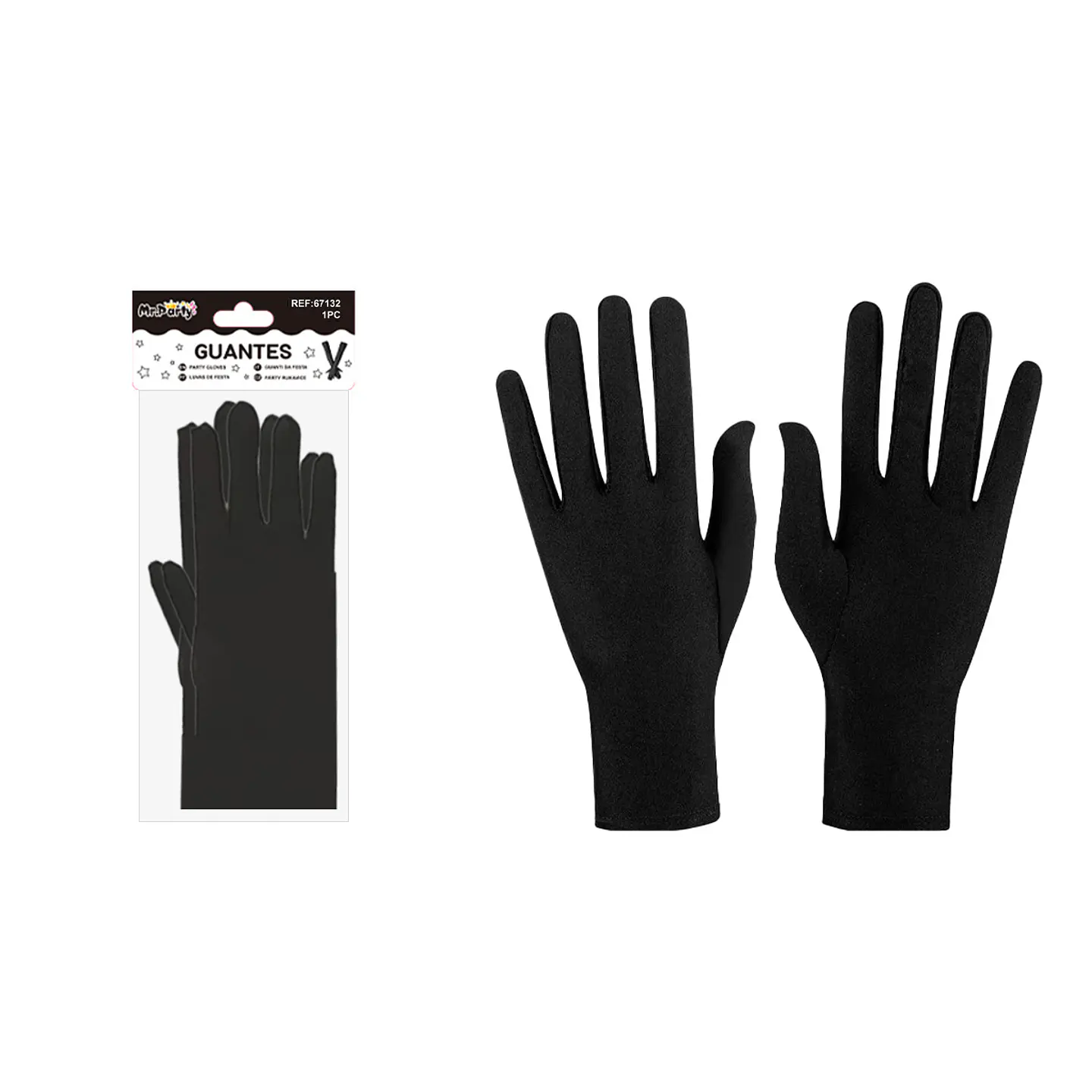 Guantes cortos adultos negro 23cm 1