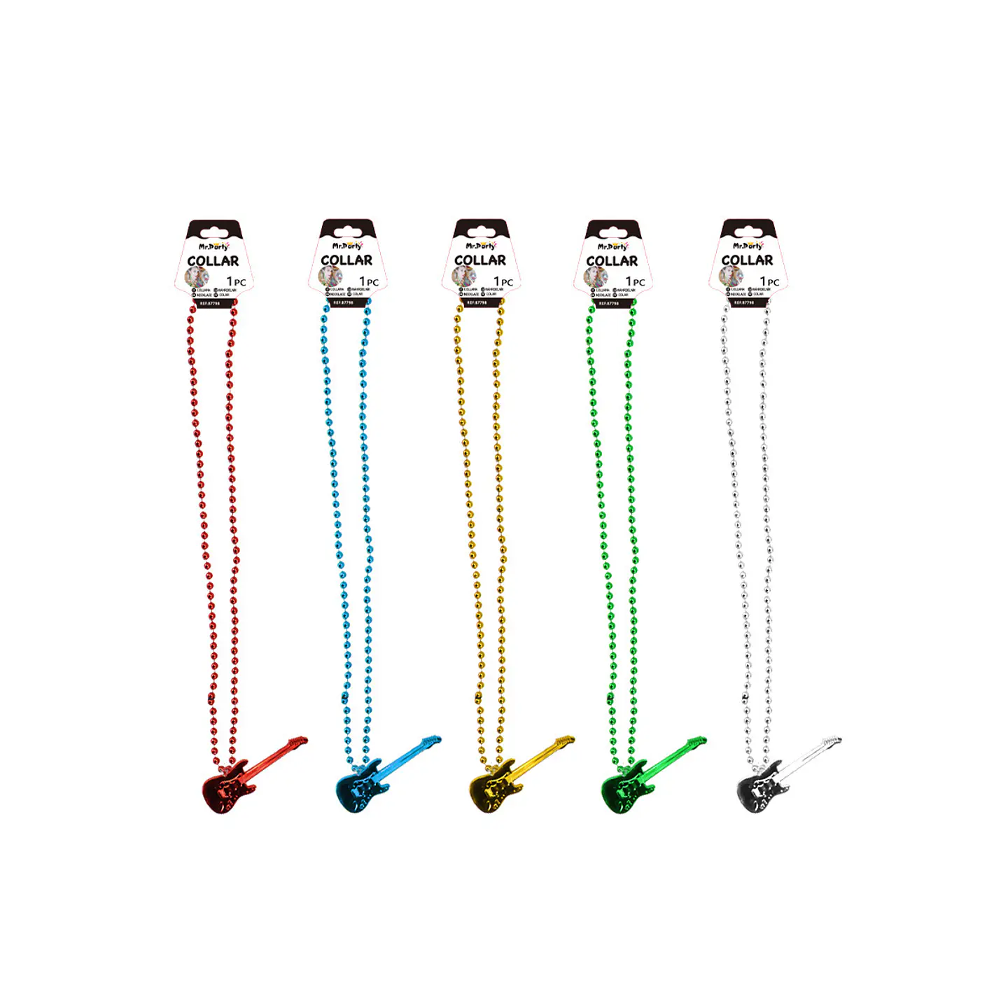 Collar decorativo de cuentas colgante guitarra 80cm 1pc Color Aleatorio 1