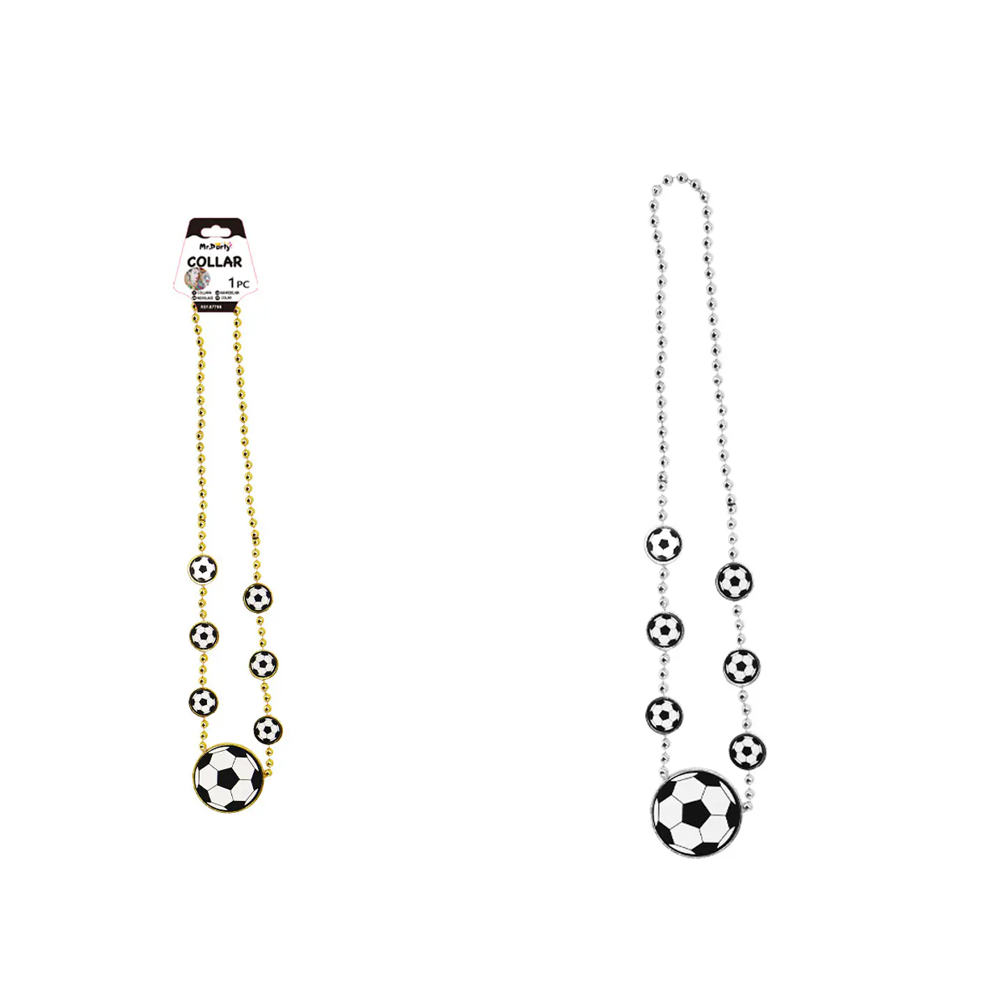 Collar decorativo de cuentas colgante fútbol 84cm 1pc 1