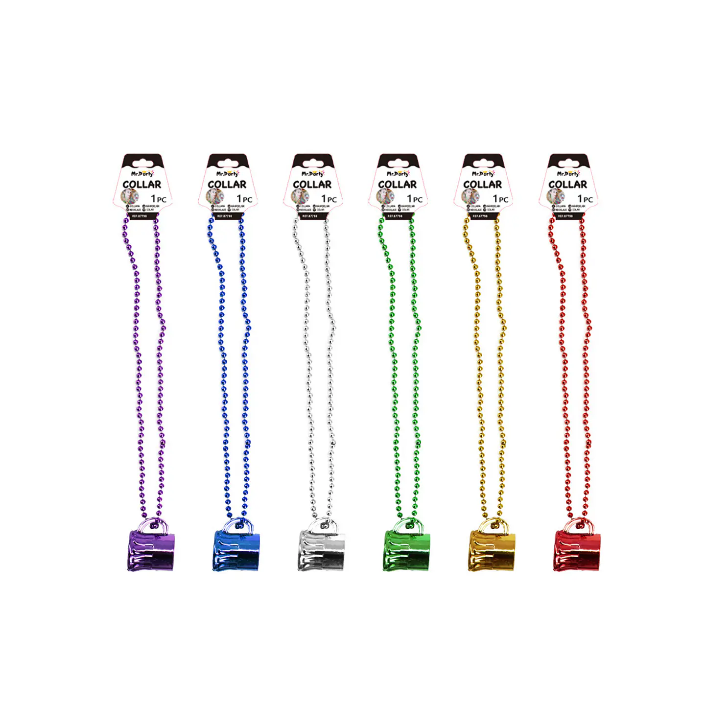 Collar decorativo de cuentas colgante vaso de cerveza 80cm 1pc Color Aleatorio 1