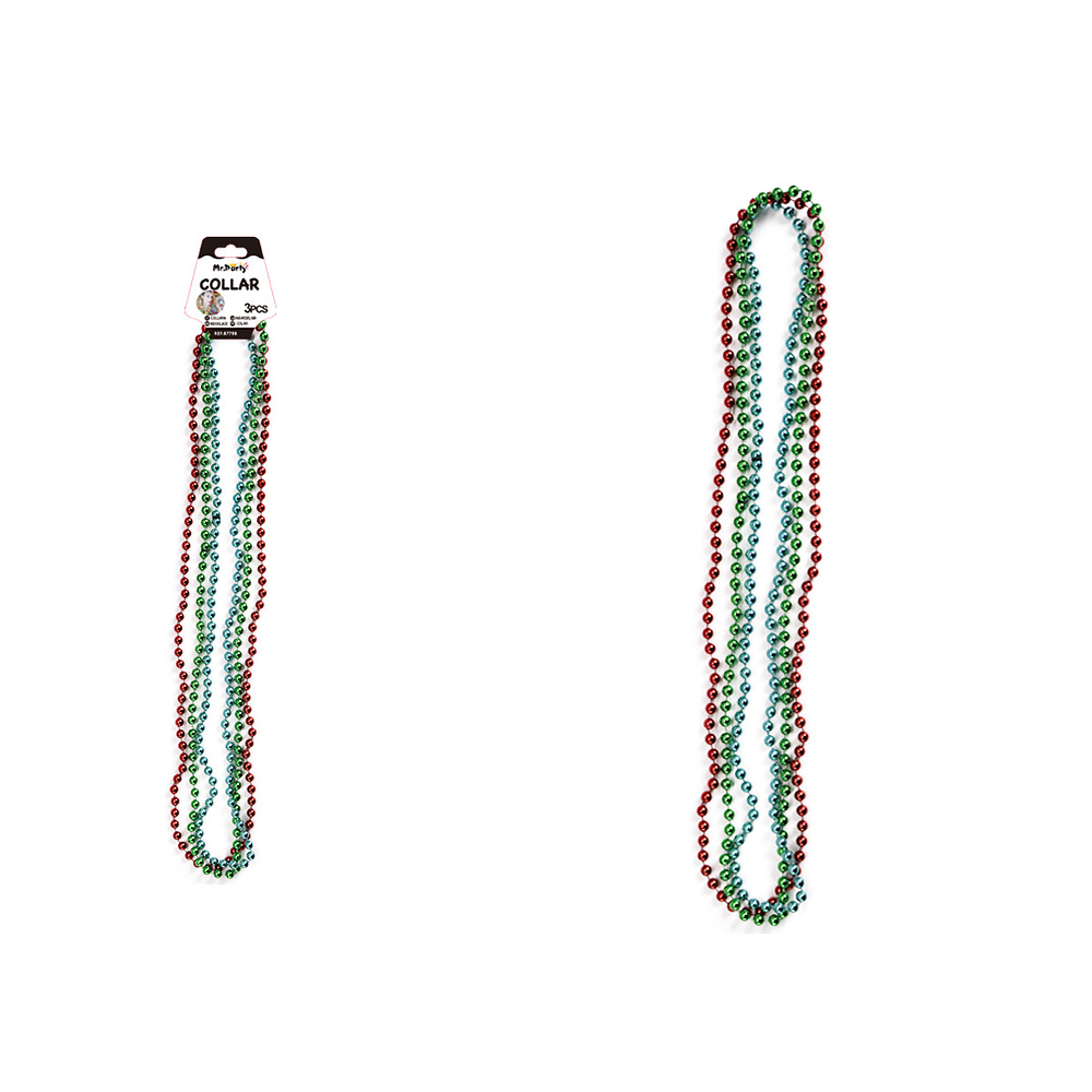 Collar decorativo de cuentas tricolor 80cm 3pcs