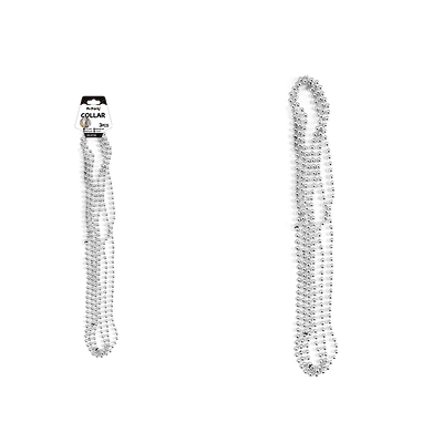 Collar decorativo de cuentas plata 80cm 3pcs