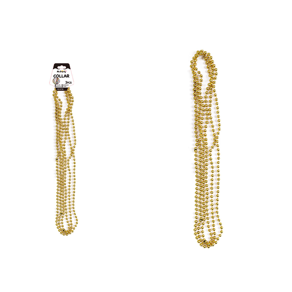 Collar decorativo de cuentas oro 80cm 3pcs