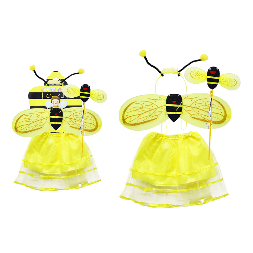 Conjunto de abeja con cintillo, alas, falda y varita 4pcs