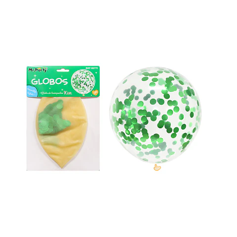 Globos de látex con confetti de redondo verde 90cm