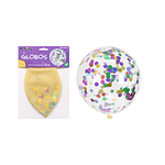 Globos de látex con confetti de redondo multicolor 90cm