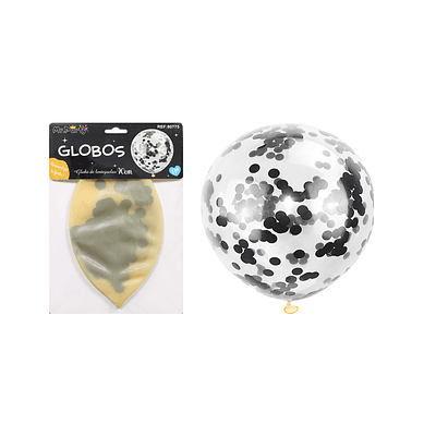 Globos de látex con confetti de redondo negro 90cm