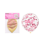 Globos de látex con confetti de redondo rosa 90cm